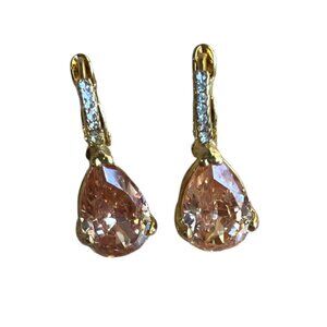 Pink and Gold Drop Earrings, New without Tags